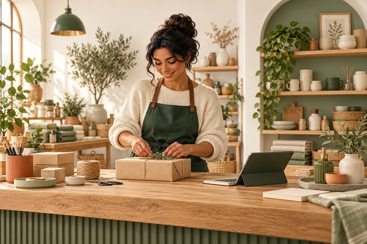 A retail owner preparing a customer order